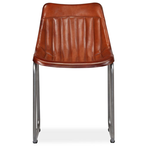 Swen Studio -  Dining Chairs 6 pcs Brown Real Leather